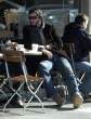 Actor Keanu Reeves and a mystery girl having lunch at La Pain Quotidien in Brentwood, California.....jpg